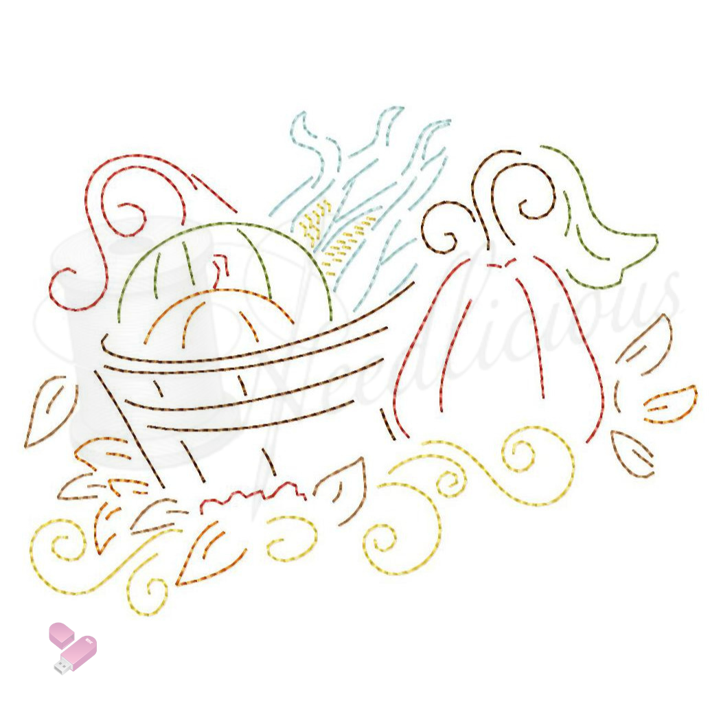 Fall Harvest Line Art Machine Embroidery File