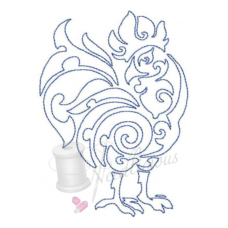 Bluework Power Rooster 1 Machine Embroidery File