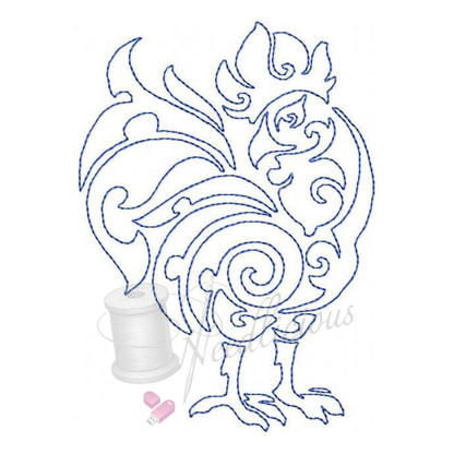 Power Roosters Bluework Set Machine Embroidery File