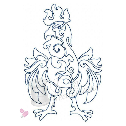 Power Roosters Bluework Set Machine Embroidery File