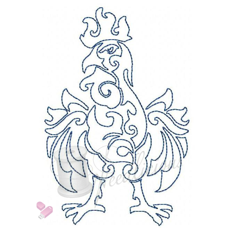 Bluework Power Rooster 3 Machine Embroidery File