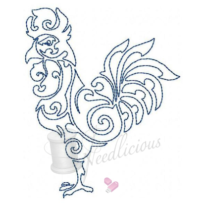 Power Roosters Bluework Set Machine Embroidery File
