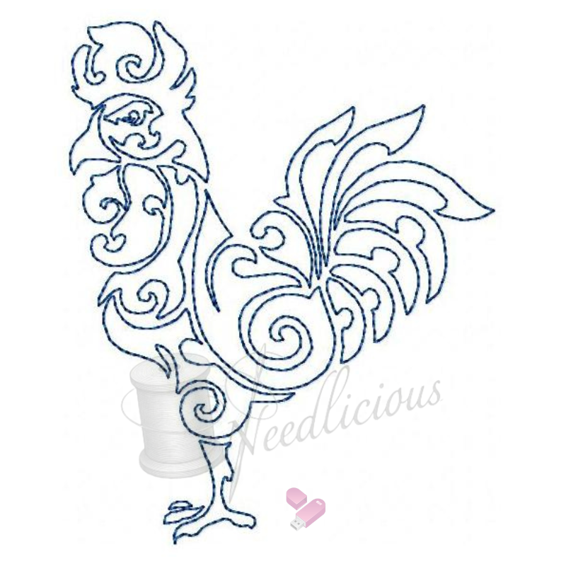 Bluework Power Rooster 6 Machine Embroidery File