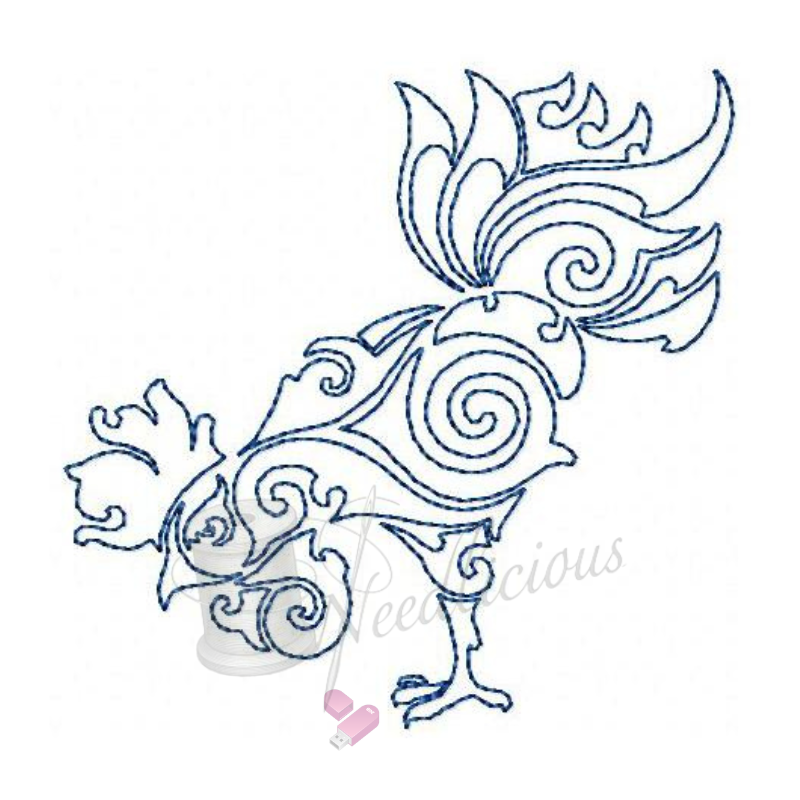 Bluework Power Rooster 7 Machine Embroidery File