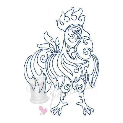 Power Roosters Bluework Set Machine Embroidery File