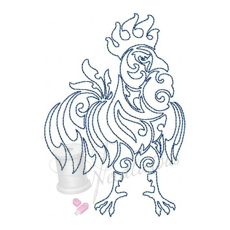 Bluework Power Rooster 8 Machine Embroidery File