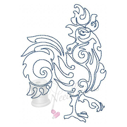 Power Roosters Bluework Set Machine Embroidery File
