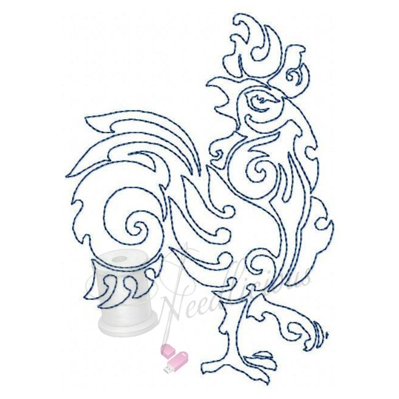 Bluework Power Rooster 9 Machine Embroidery File