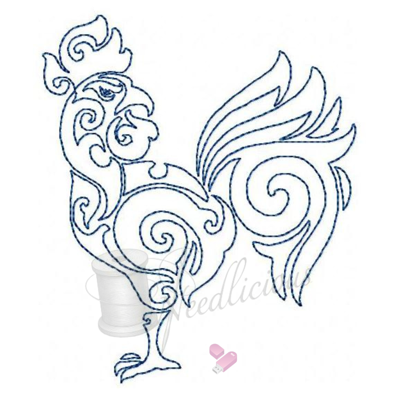 Bluework Power Rooster 10 Machine Embroidery File