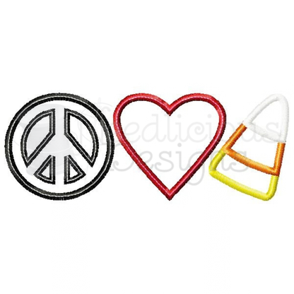 Peace Love Candy Corn Machine Embroidery Applique