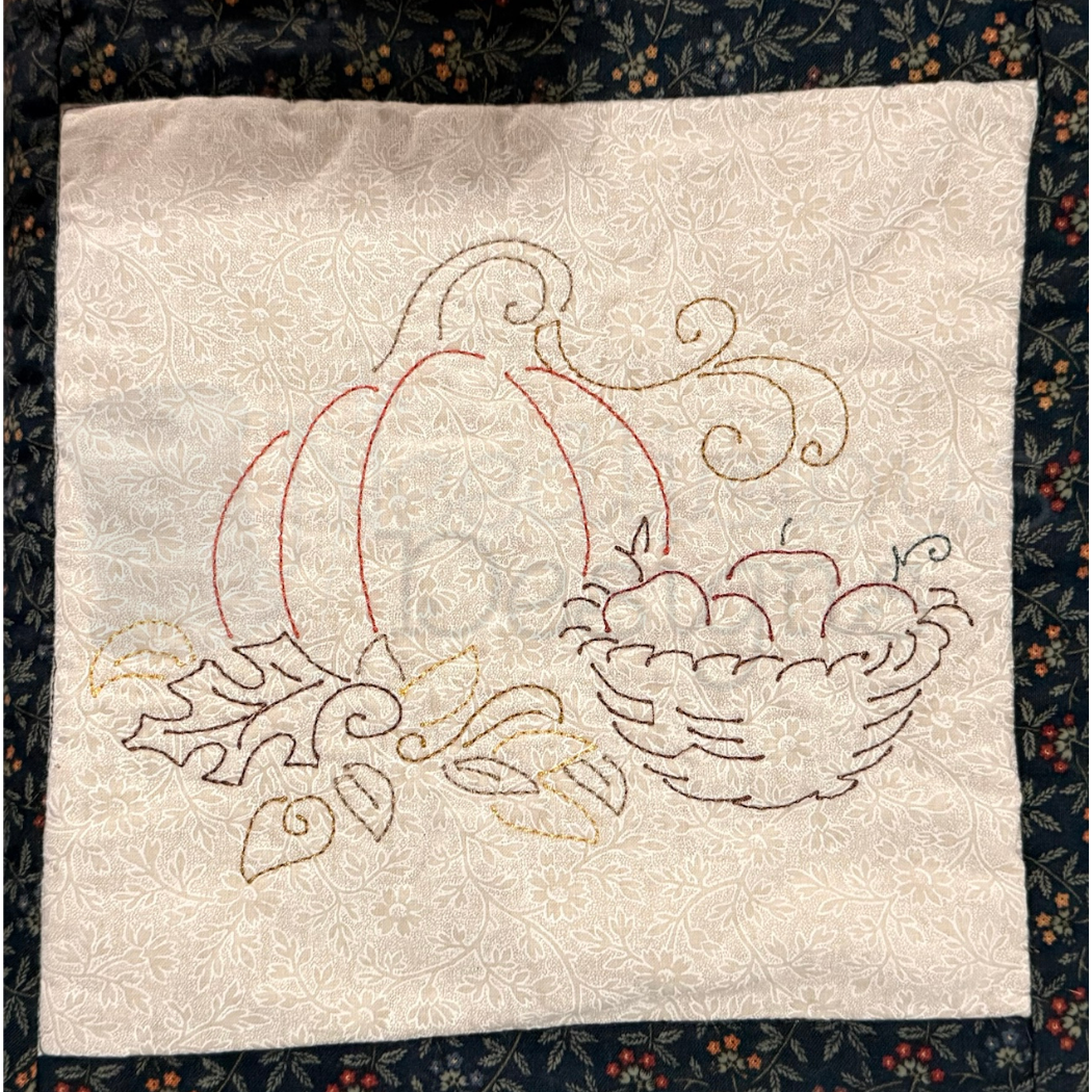 Pumpkin & Apples Line Art Machine Embroidery File