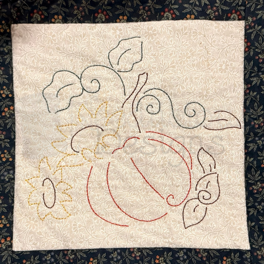 Pumpkin & Sunflowers Line Art Machine Embroidery File