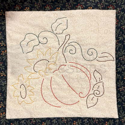 Pumpkin & Sunflowers Line Art Machine Embroidery File